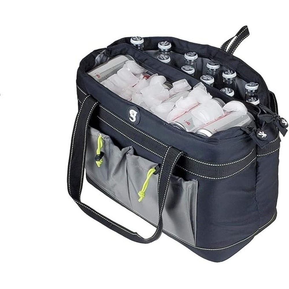 Geckobrands Large Cooler Fits 24 Cans, or 12 Bottles in each compartment Black